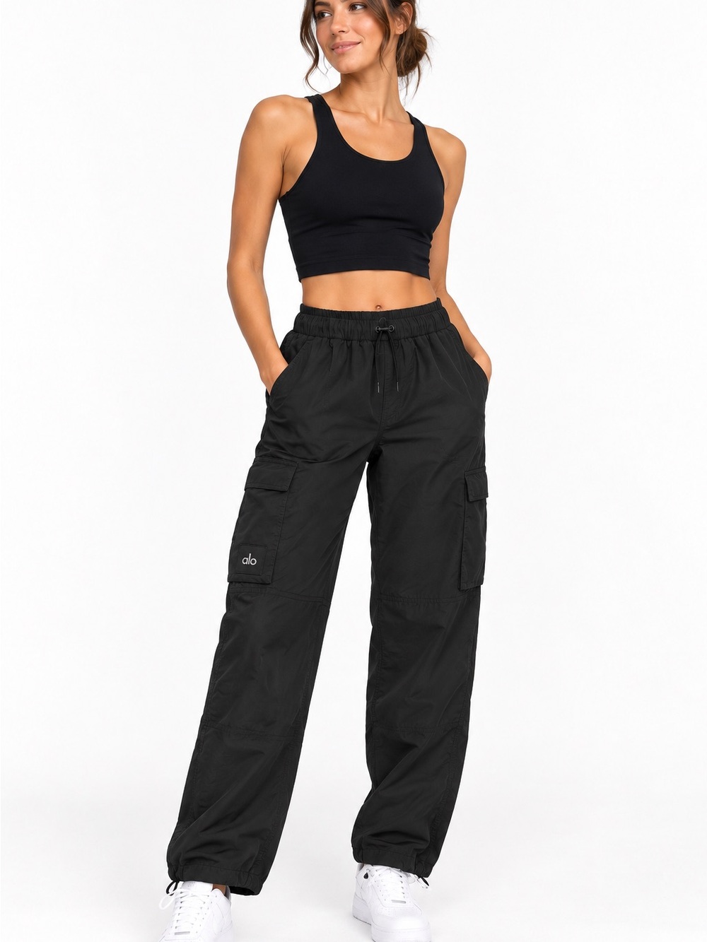 Alo Yoga Black Cargo Jogger Pants Size Small Utility Athleisure 30” Inseam